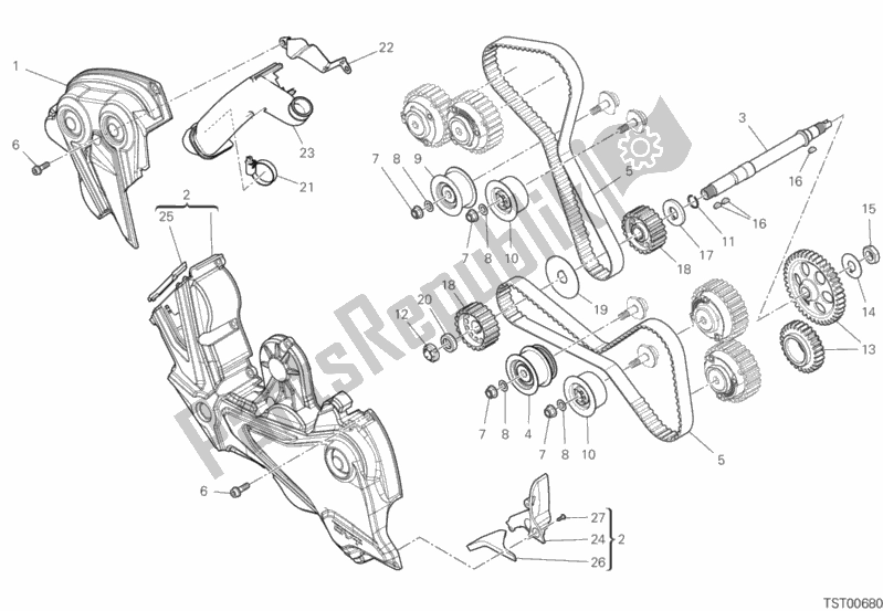 All parts for the Timing System of the Ducati Diavel 1260 S Brasil 2019